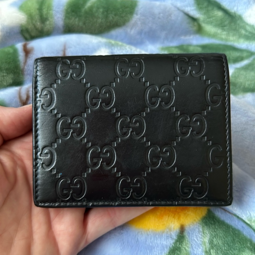Gucci Black Embossed Leather Bi-Fold Wallet